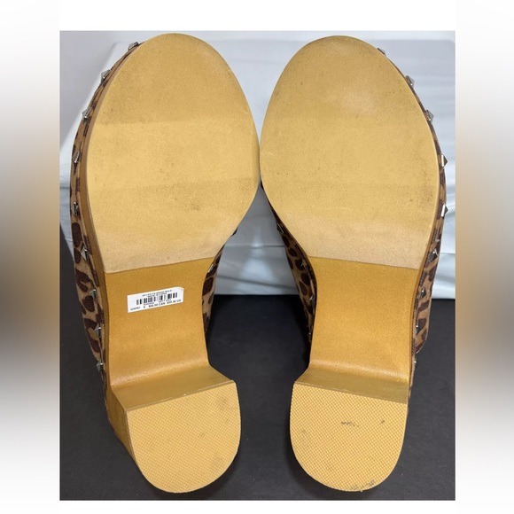 Torrid Womens Studded Platform Wood Leopard Print Mules Sz 9WW Xtra Wide Superb! - Picture 9 of 11